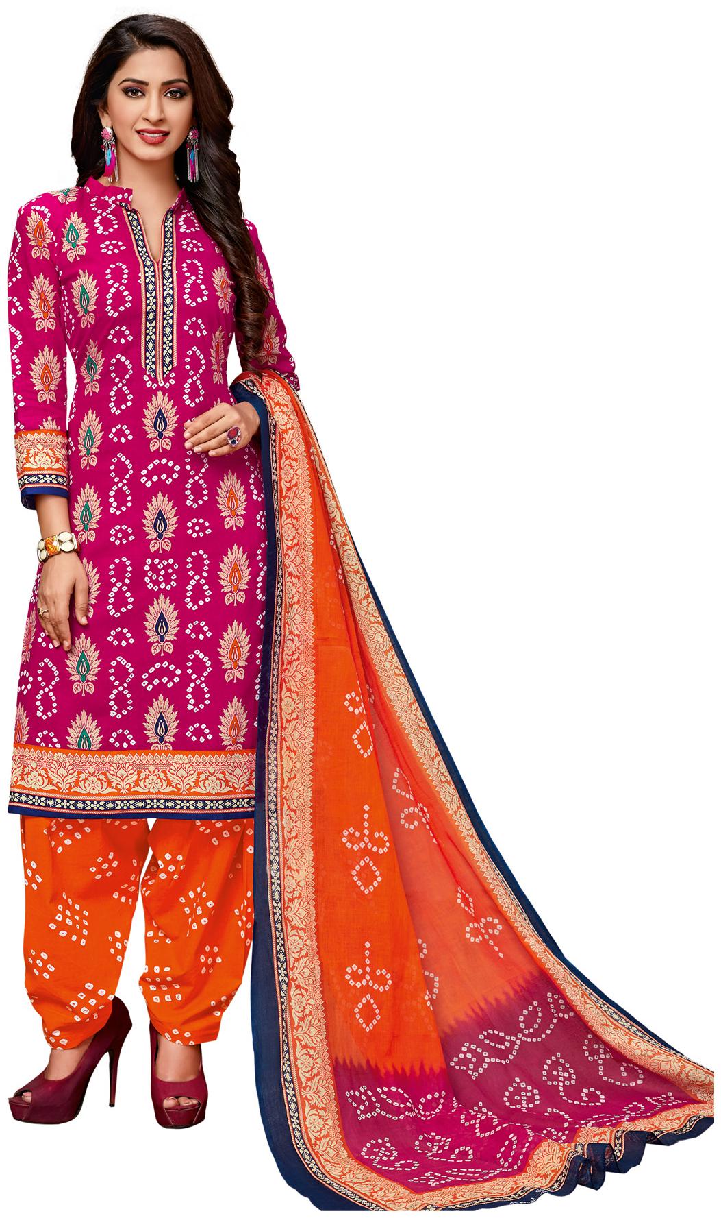 

Salwar Studio Women Pink Cotton Printed Readymade Salwar Suit Set