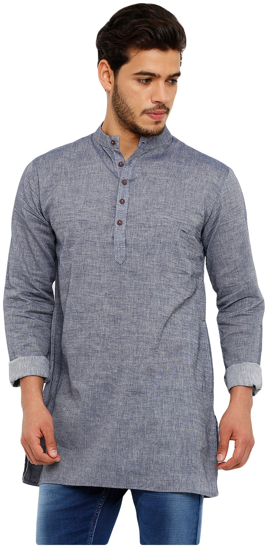 

Salwar Studio Men Cotton Jacquard Grey Colour Mid Length Kurta
