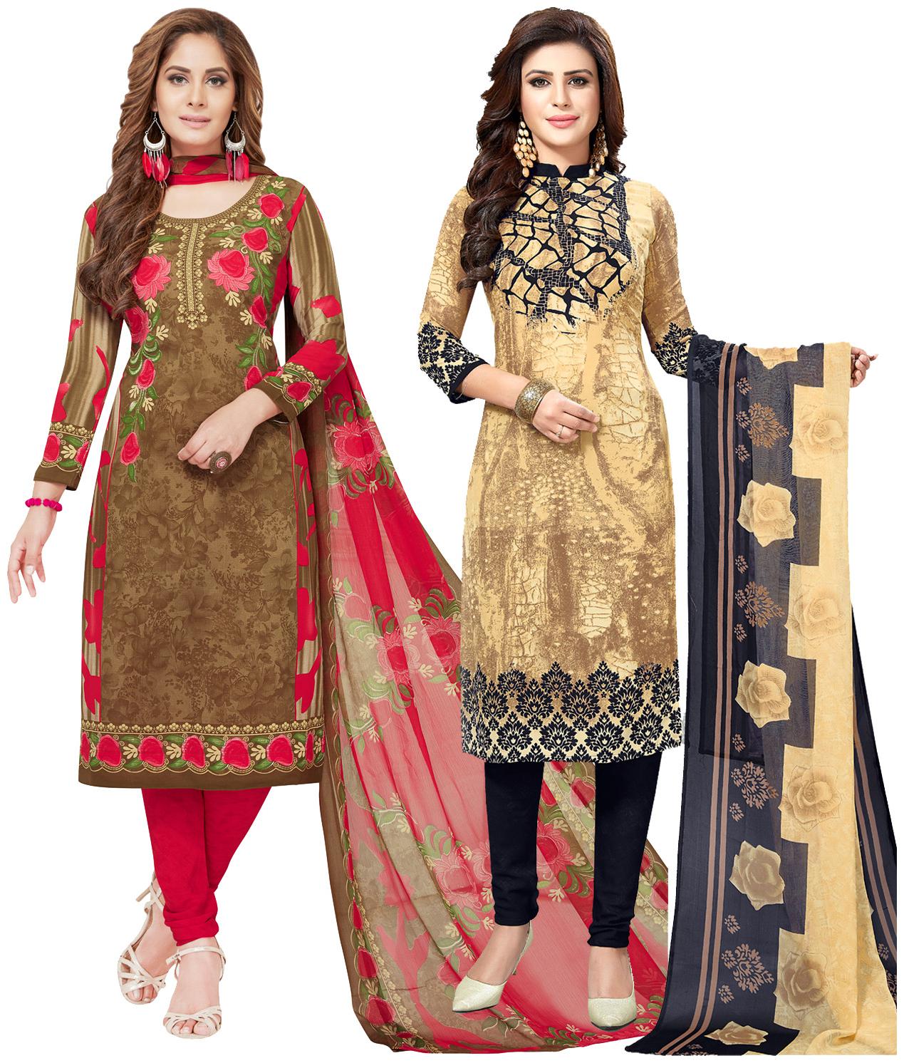 

Salwar Studio Women Crepe Printed Kurta Bottom Dupatta Multi