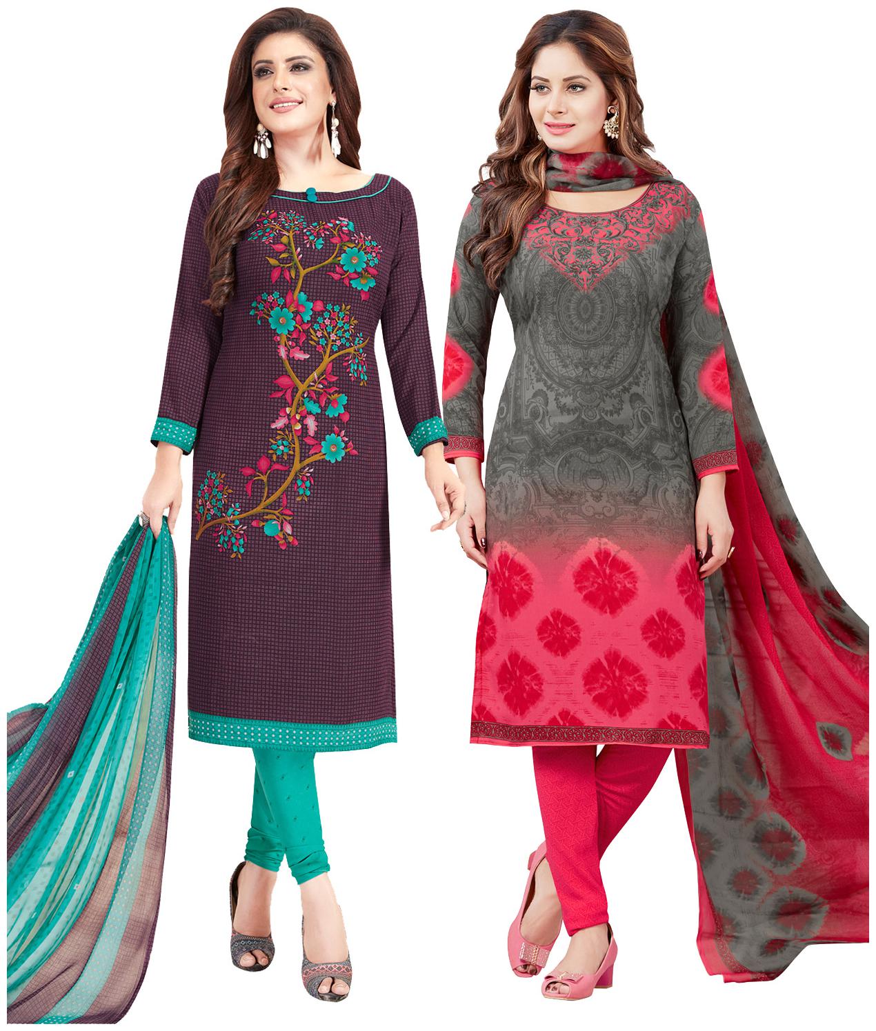 

Salwar Studio Women Crepe Printed Kurta Bottom Dupatta Multi