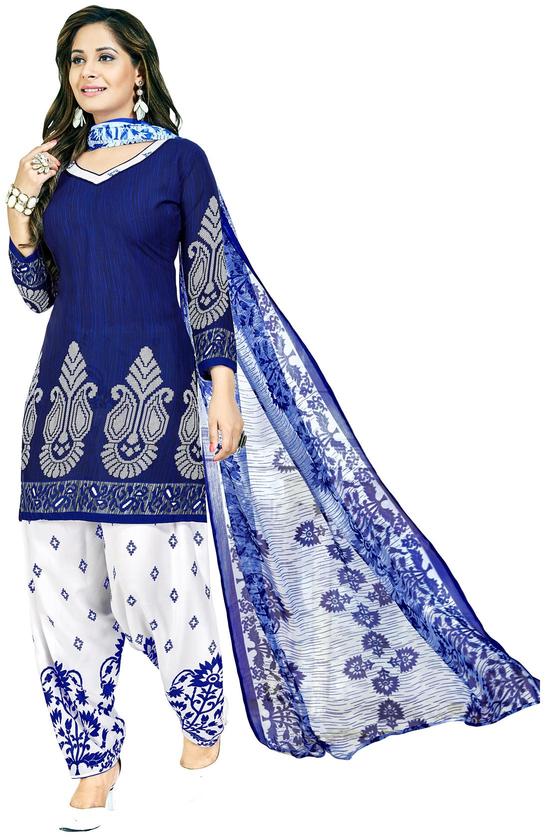 

Salwar Studio Blue Unstitched Kurta with bottom dupatta With dupatta Dress Material