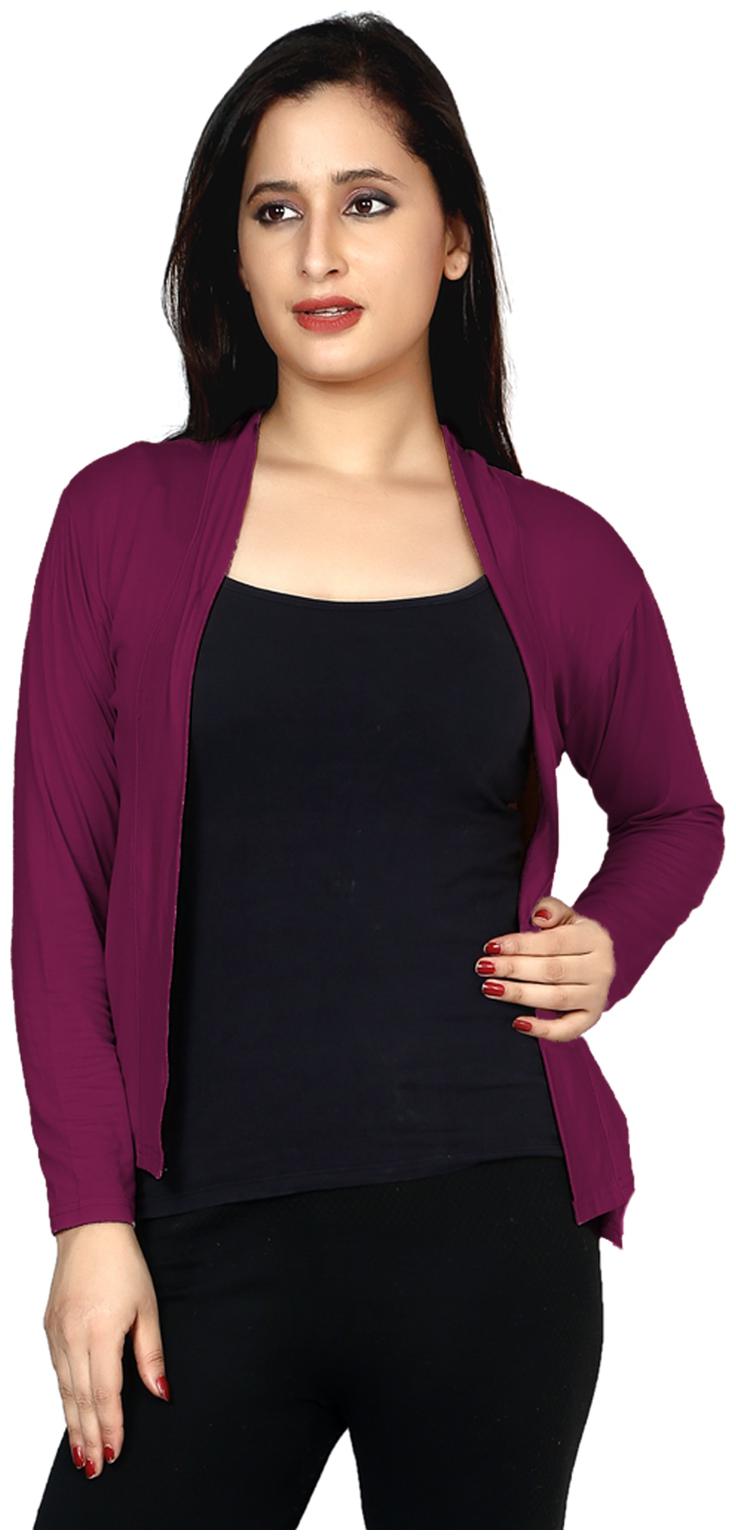 

Salwar Studio Women s Wine Solid Cotton Veltex Lycra Shrug
