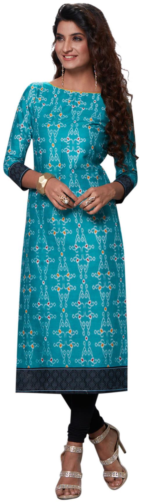 

Salwar Studio Women Blue Printed Straight Kurti