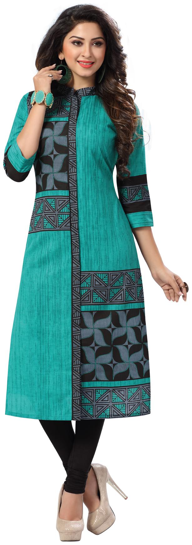

Salwar Studio Women Green Printed Straight Kurta