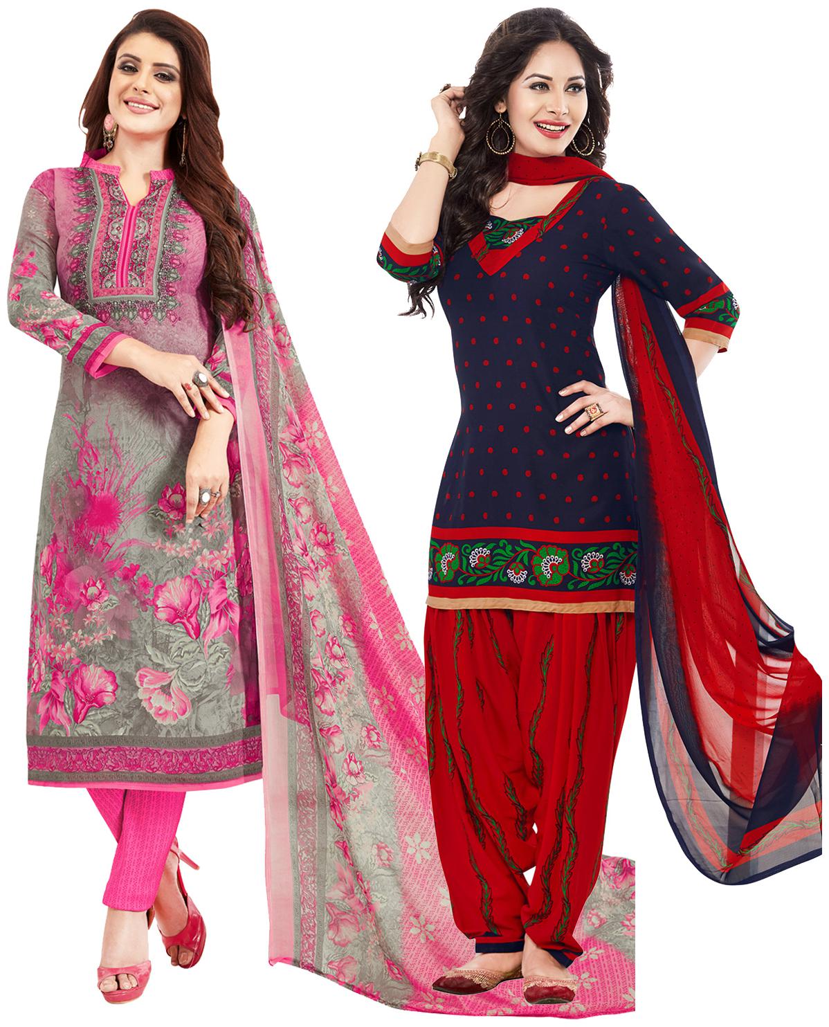 

Salwar Studio Women Crepe Printed Kurta Bottom Dupatta Multi
