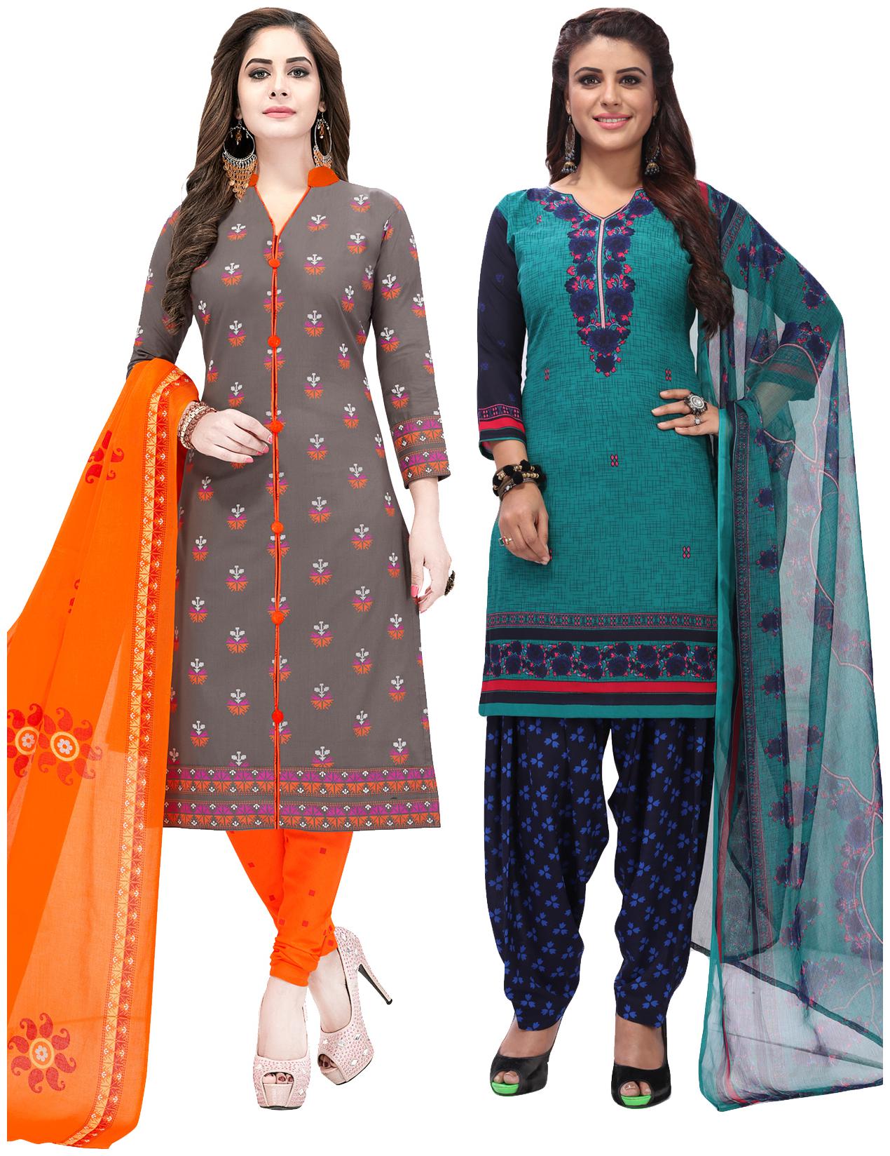 

Salwar Studio Women Pack of 2 Synthetic Printed Unstitched Dress Material Combo-MONSOON-2557-2583