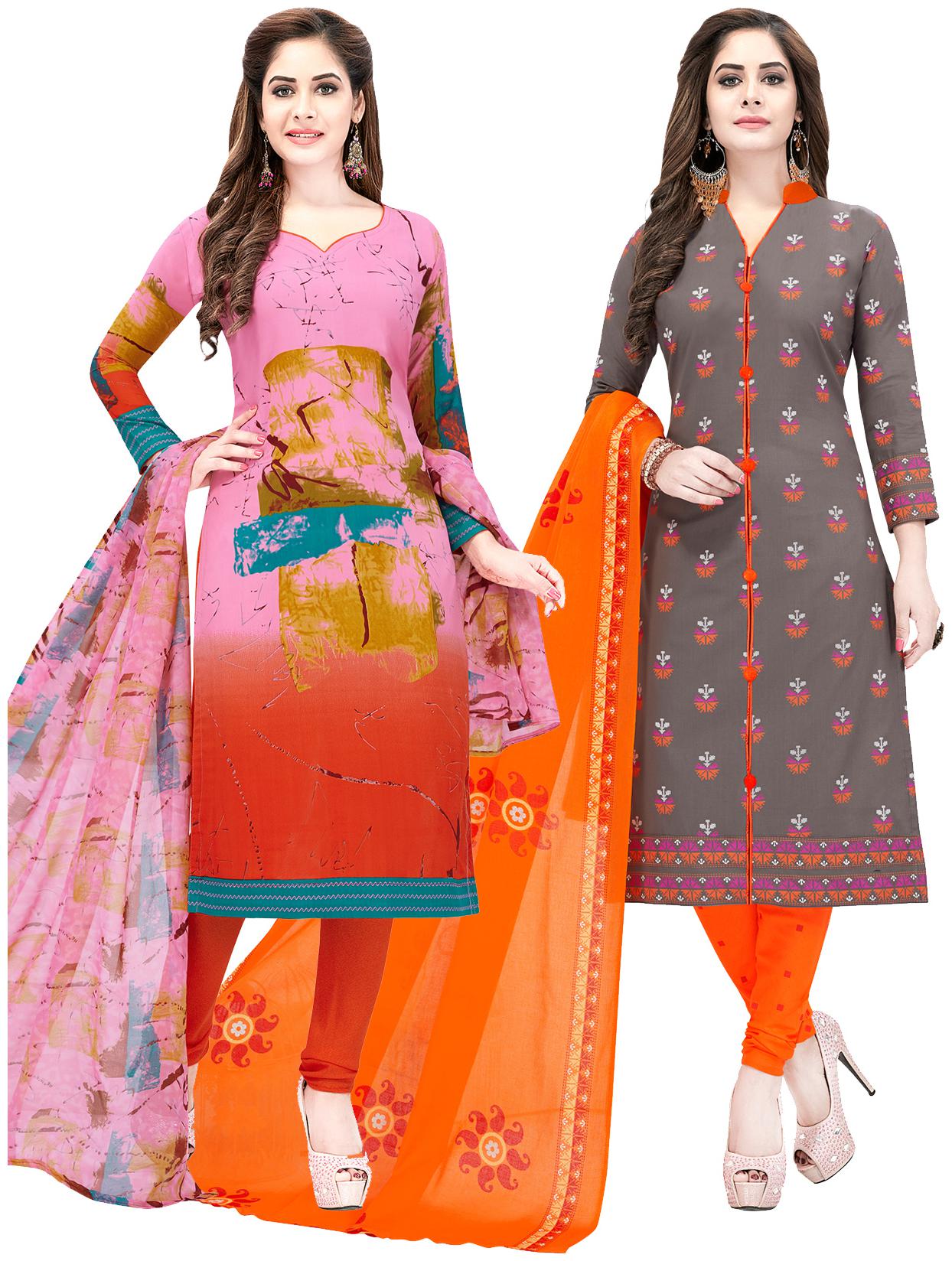 

Salwar Studio Women Pack of 2 Synthetic Printed Unstitched Dress Material Combo-MONSOON-2553-2557