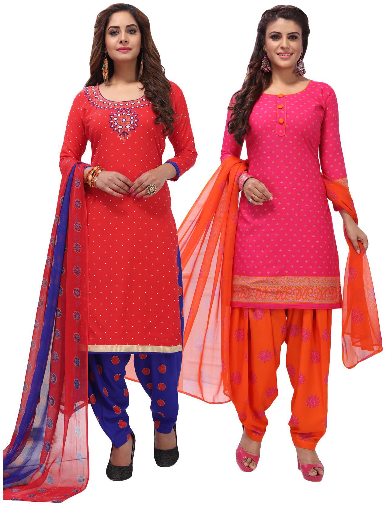

Salwar Studio Women Pack of 2 Synthetic Printed Unstitched Dress Material Combo-MONSOON-2565-2577