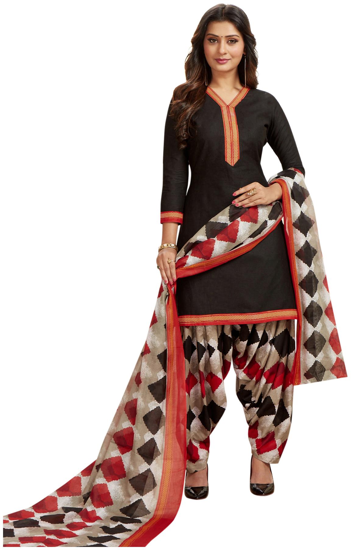

Salwar Studio Women Black Printed Straight Kurta With Salwar And Dupatta