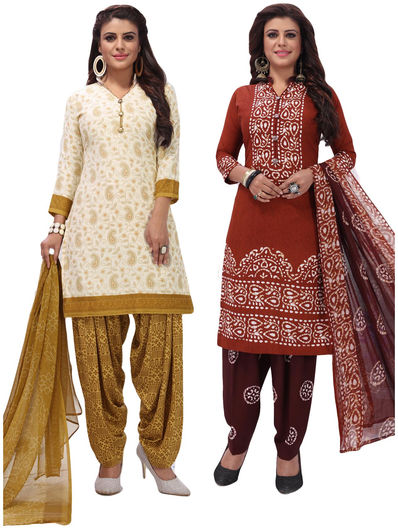 

Salwar Studio Women Pack of 2 Synthetic Printed Unstitched Dress Material Combo-MONSOON-2573-2566