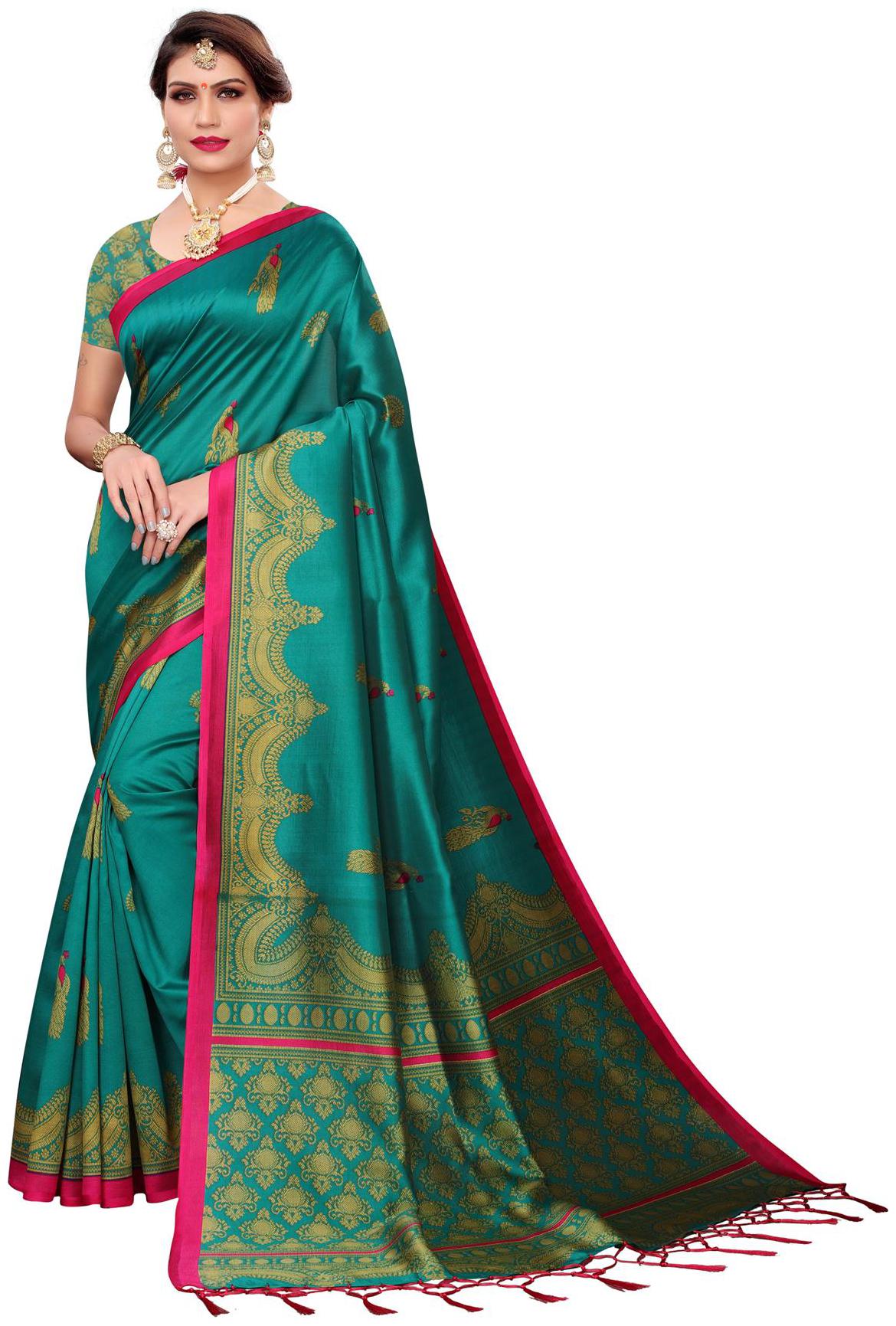 

Salwar Studio Silk Universal Saree Turquoise