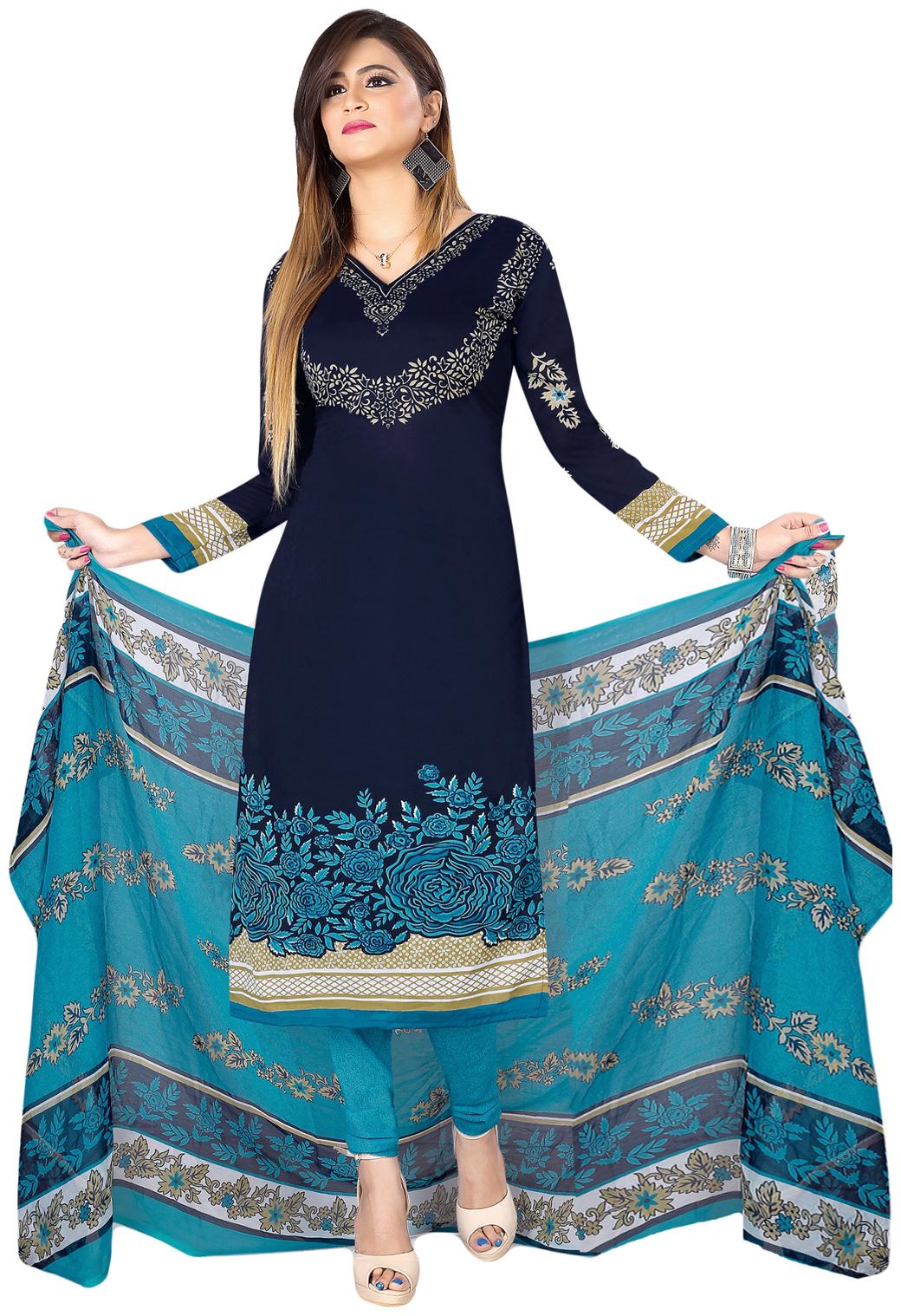 

Salwar Studio Multi Unstitched Kurta fabric With dupatta Dress Material