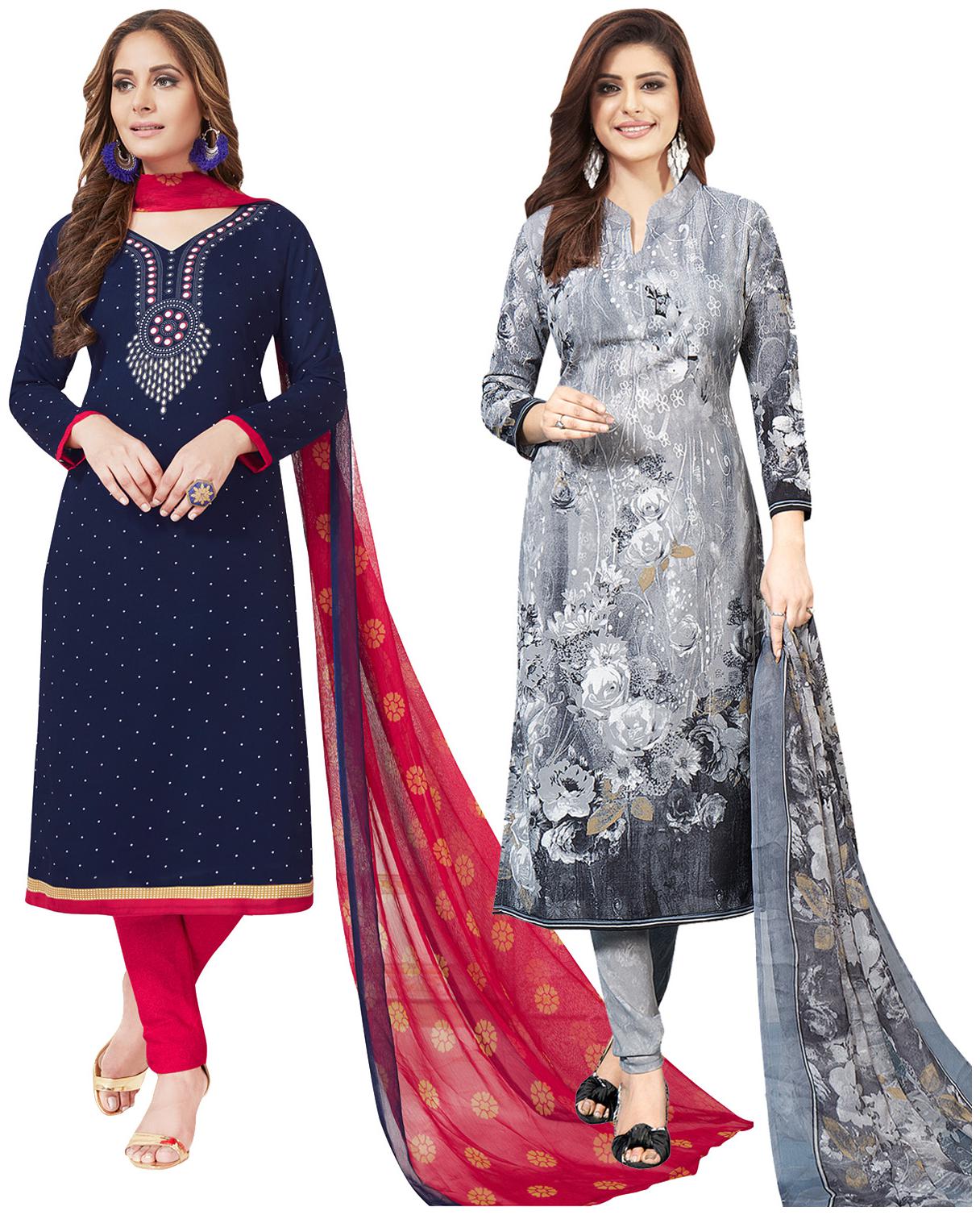 

Salwar Studio Women Crepe Printed Kurta Bottom Dupatta Multi