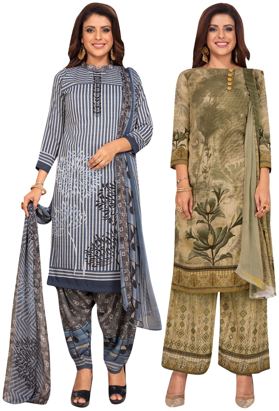 

Salwar Studio Multi Unstitched Kurta with bottom dupatta With dupatta Dress Material