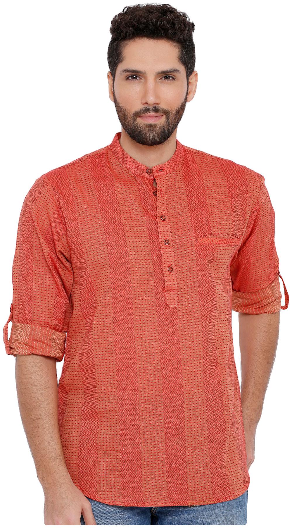 

Salwar Studio Men Orange Regular Fit Kurta