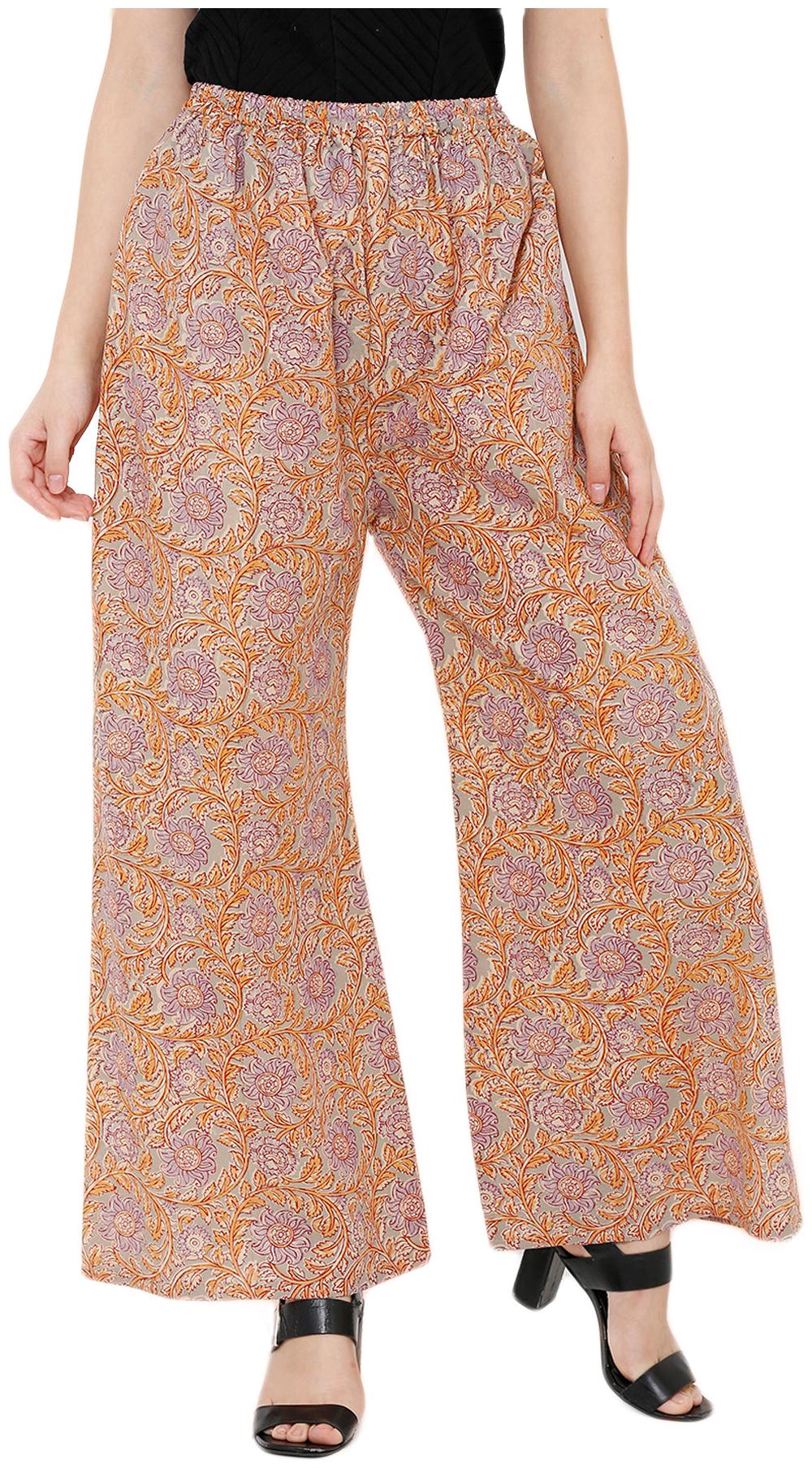 

Salwar Studio Purple Orange Floral Straight Palazzo
