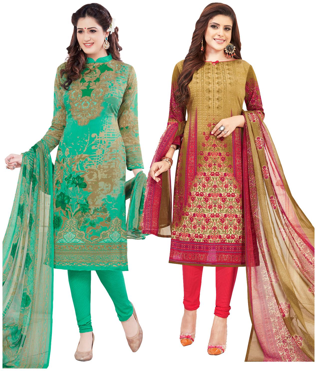 

Salwar Studio Women Crepe Printed Kurta Bottom Dupatta Multi