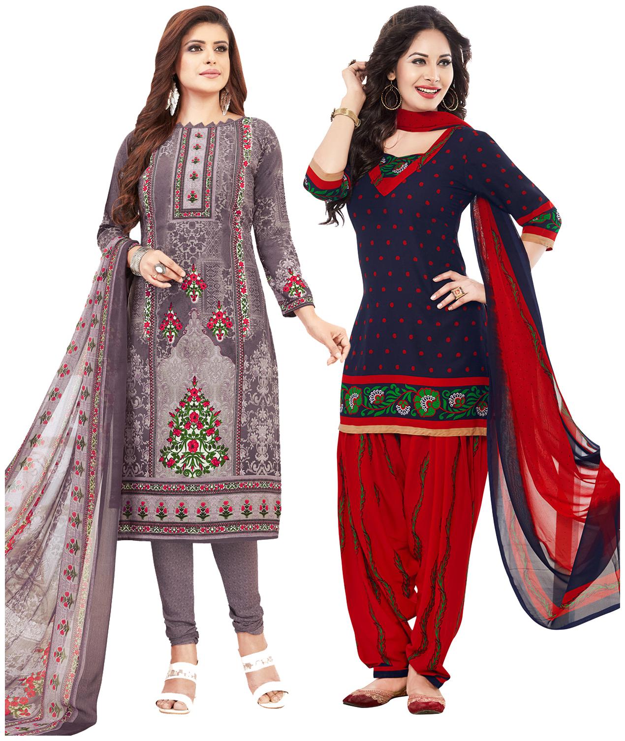 

Salwar Studio Women Crepe Printed Kurta Bottom Dupatta Multi