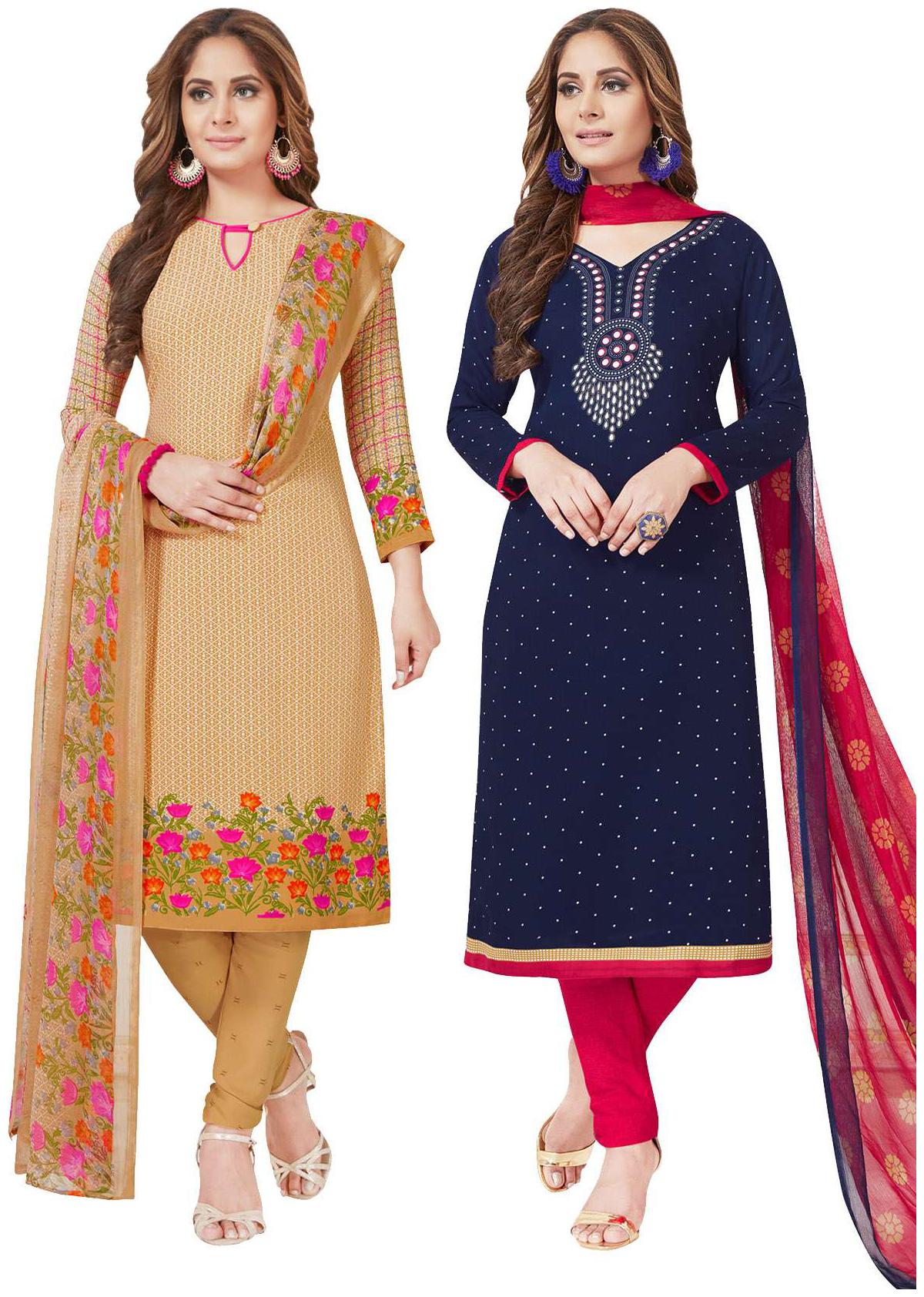 

Salwar Studio Multi Unstitched Kurta fabric With dupatta Dress Material