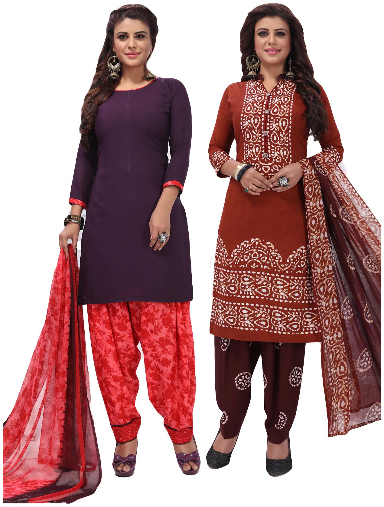 

Salwar Studio Women Pack of 2 Synthetic Printed Unstitched Dress Material Combo-MONSOON-2574-2566
