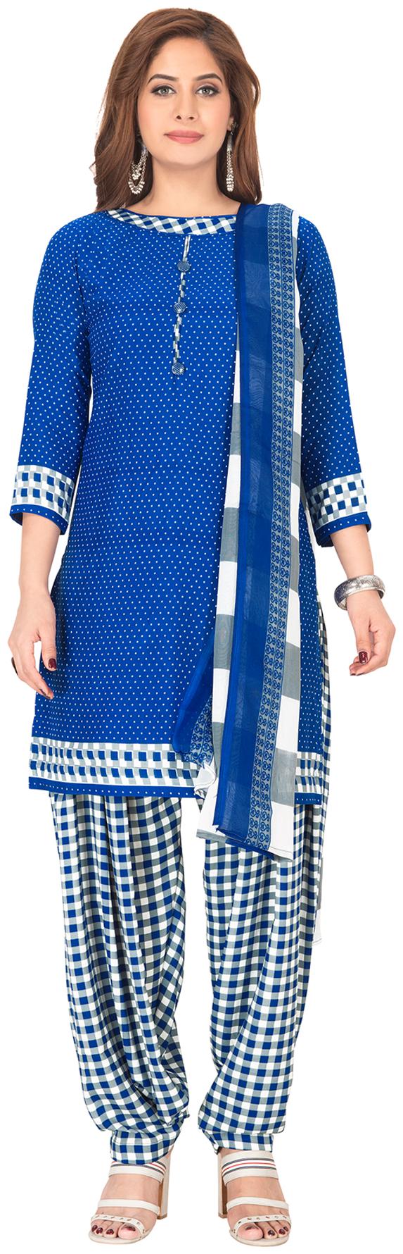 

Salwar Studio Blue Unstitched Kurta with bottom dupatta With dupatta Dress Material