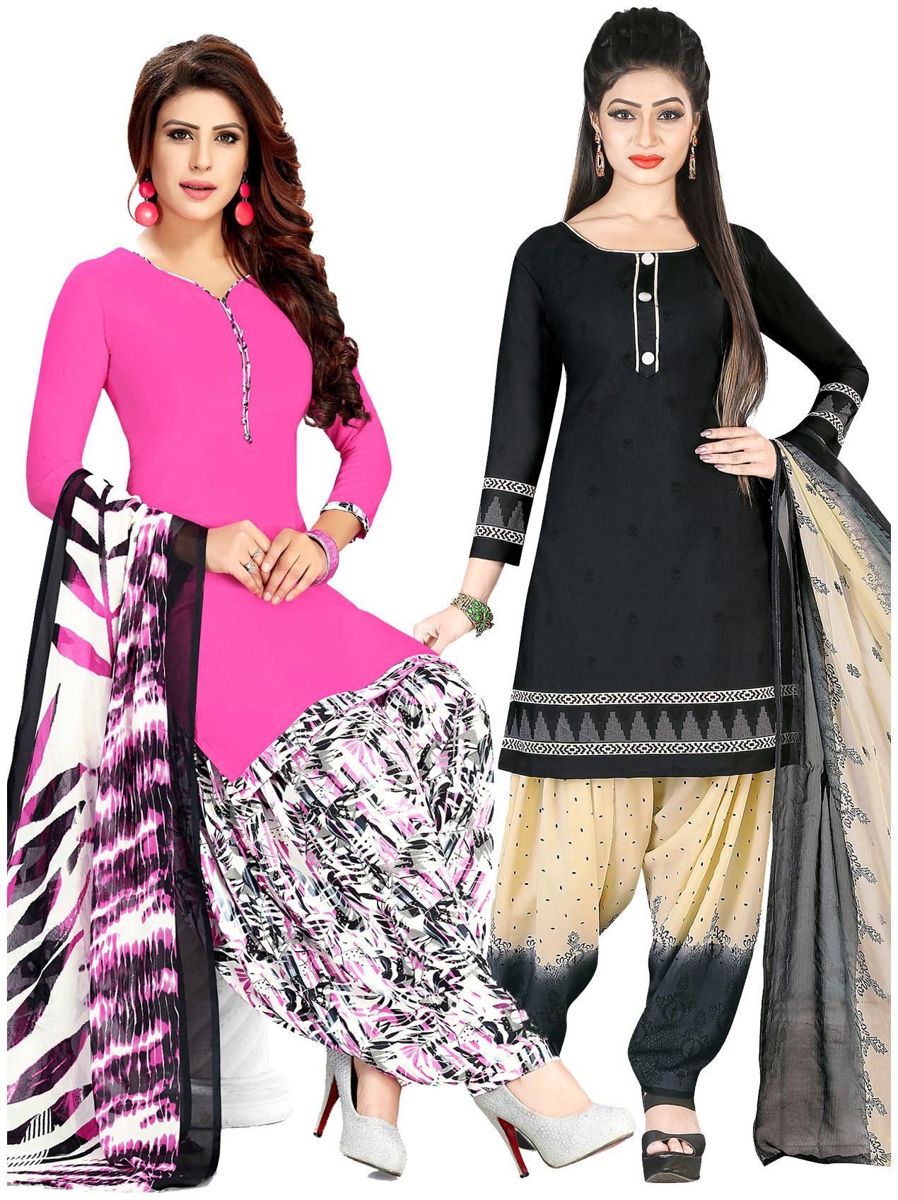

Salwar Studio Women s Pack of 2 Synthetic Printed Unstitched Dress Material Combo-MONSOON-2454-2464