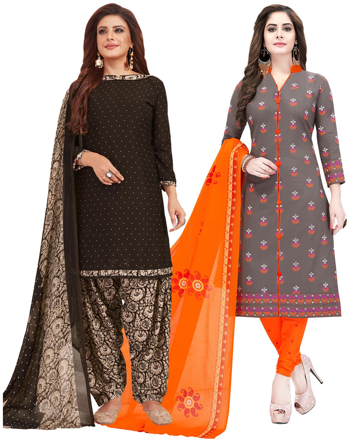 

Salwar Studio Women Crepe Printed Kurta Bottom Dupatta Multi