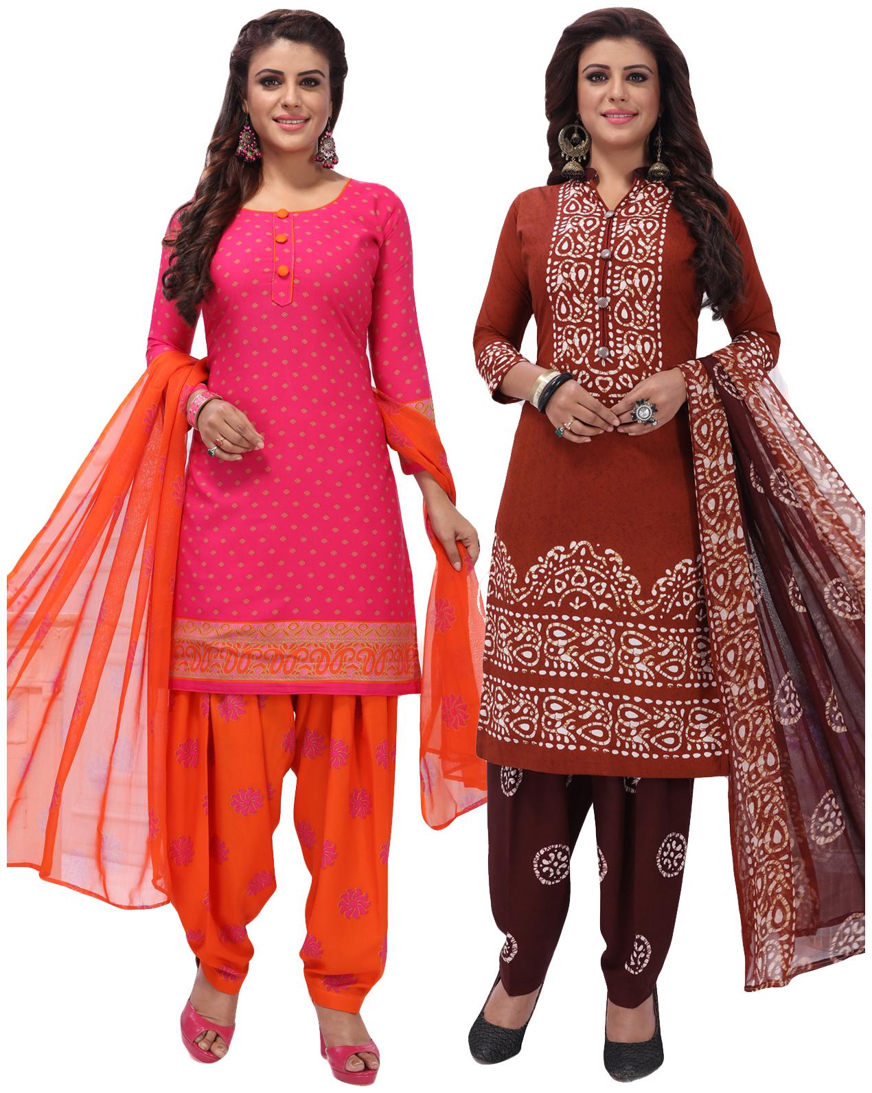 

Salwar Studio Women Pack of 2 Synthetic Printed Unstitched Dress Material Combo-MONSOON-2577-2566