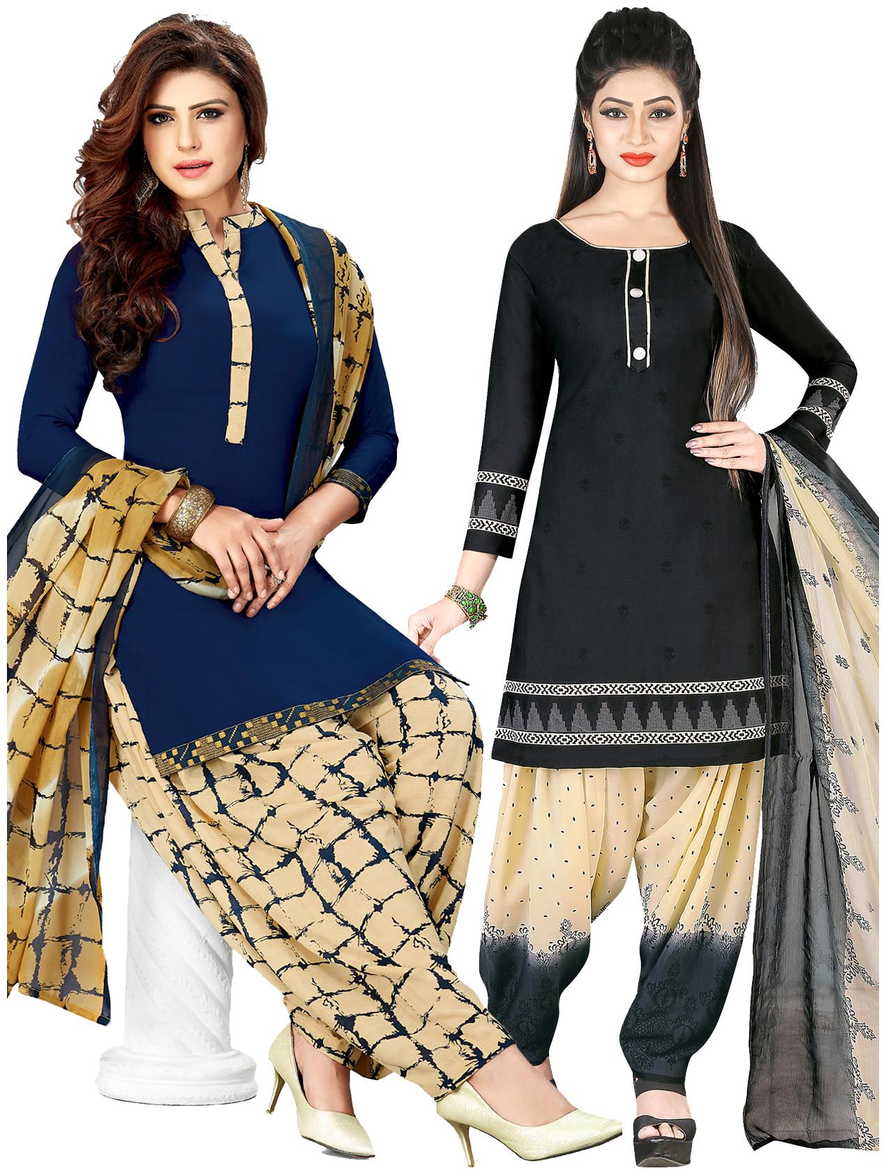 

Salwar Studio Women s Pack of 2 Synthetic Printed Unstitched Dress Material Combo-MONSOON-2459-2464