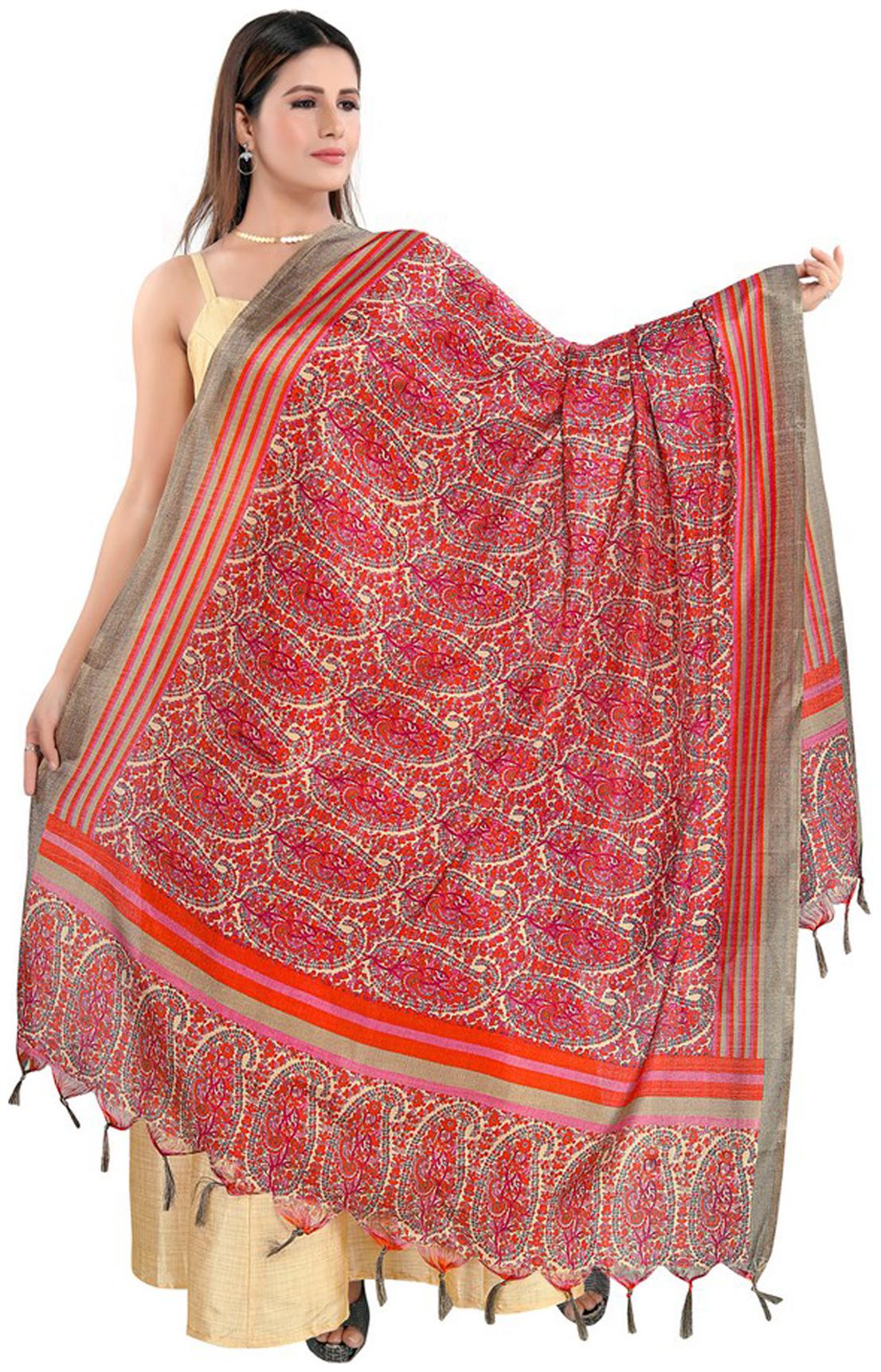 

Salwar Studio Women Blended Floral Red Dupatta