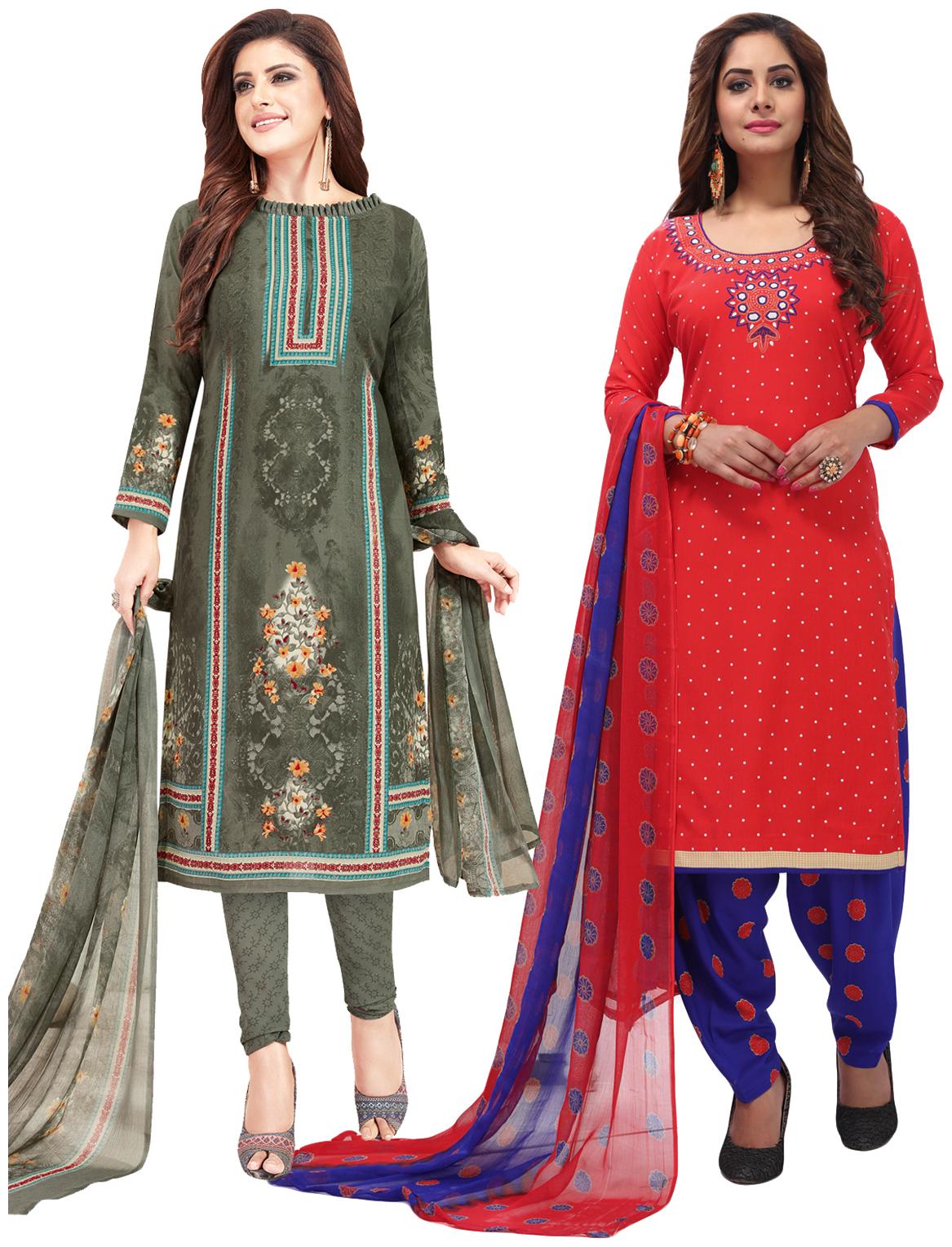 

Salwar Studio Women Crepe Printed Kurta Bottom Dupatta Multi