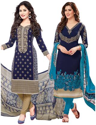 Salwar Studio Women's Pack of 2 Synthetic Unstitched Dress Material Combo-MO-1654-RI-9088