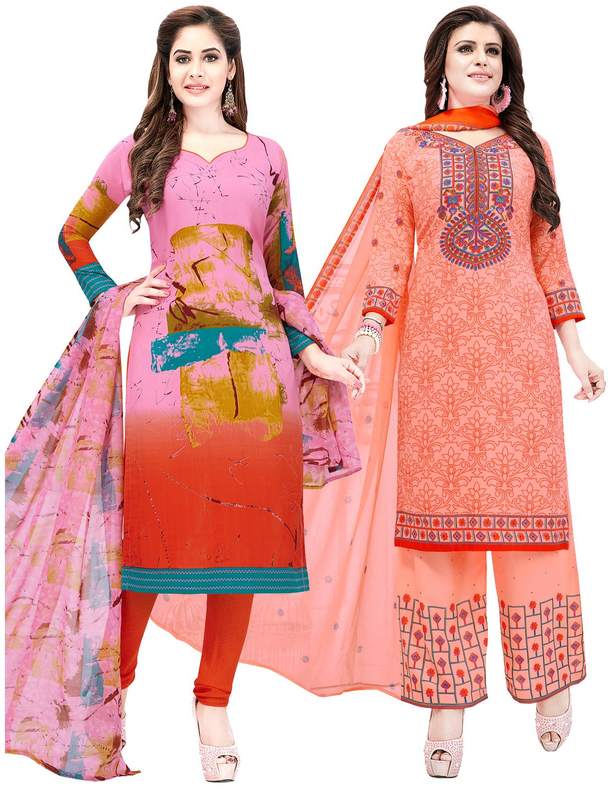 

Salwar Studio Women Pack of 2 Synthetic Printed Unstitched Dress Material Combo-MONSOON-2553-2561