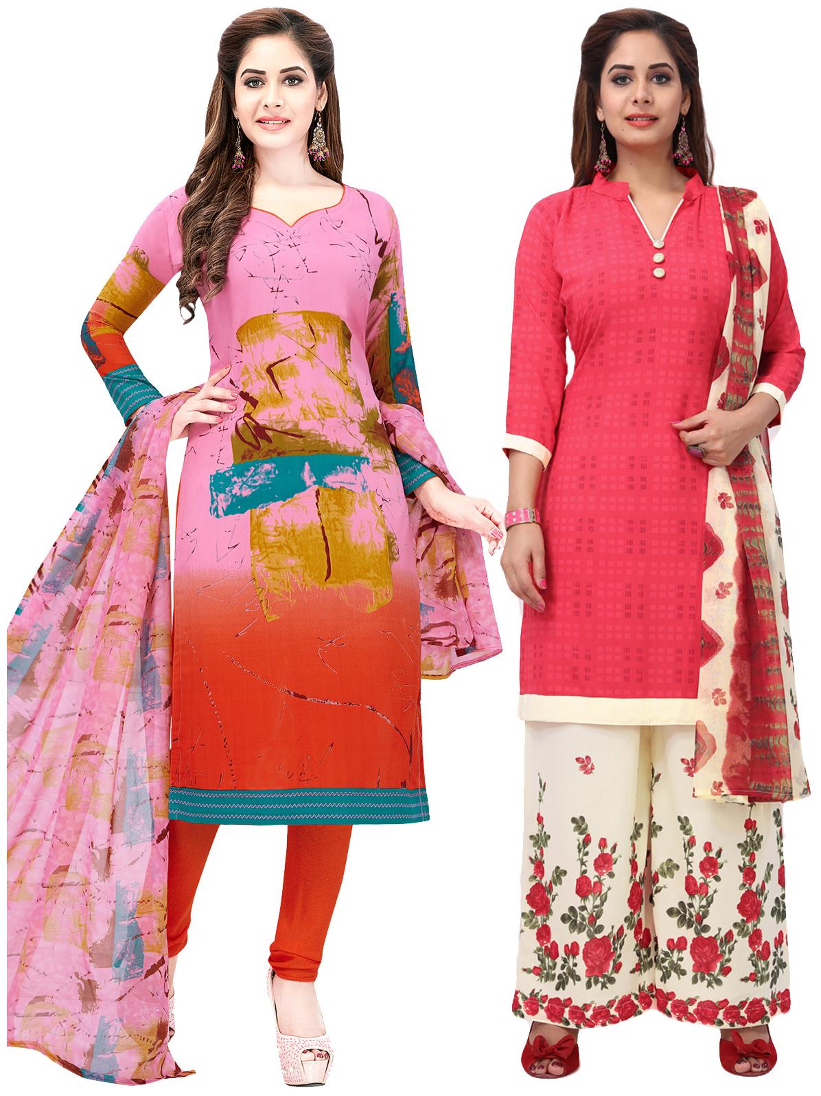 

Salwar Studio Women Pack of 2 Synthetic Printed Unstitched Dress Material Combo-MONSOON-2553-2562