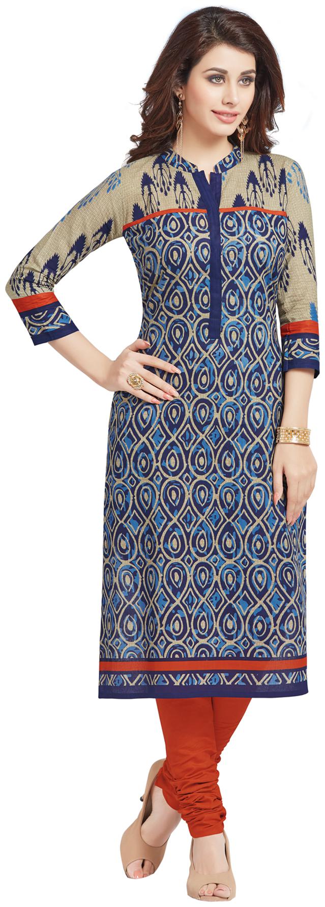 

Salwar Studio Women Blue Printed Straight Kurti