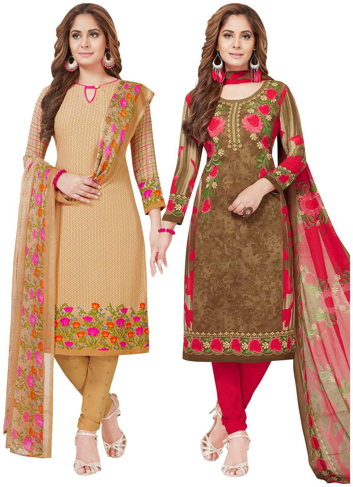 

Salwar Studio Multi Unstitched Kurta fabric With dupatta Dress Material