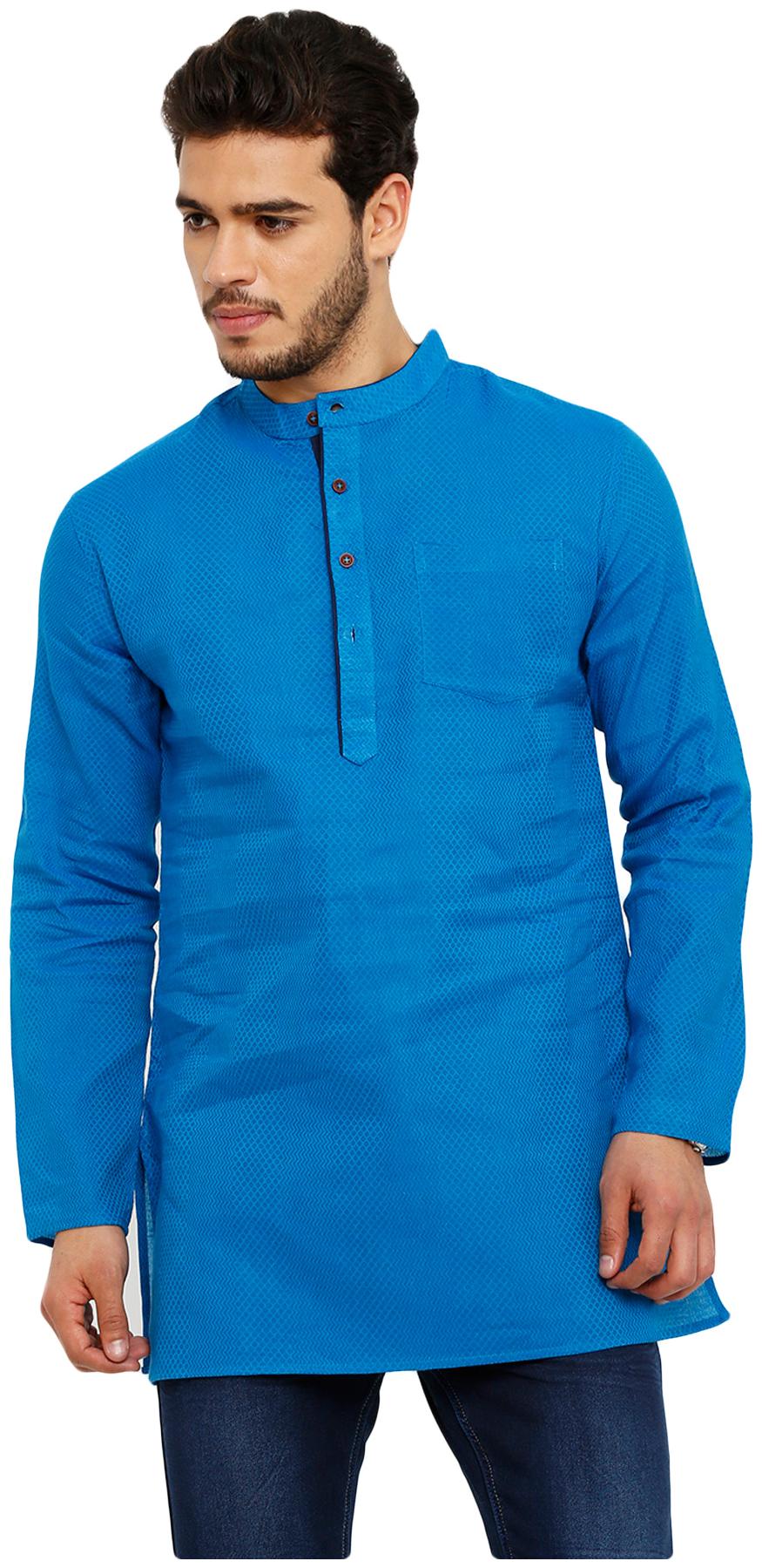 

Salwar Studio Men Cotton Jacquard Blue Colour Mid Length Kurta