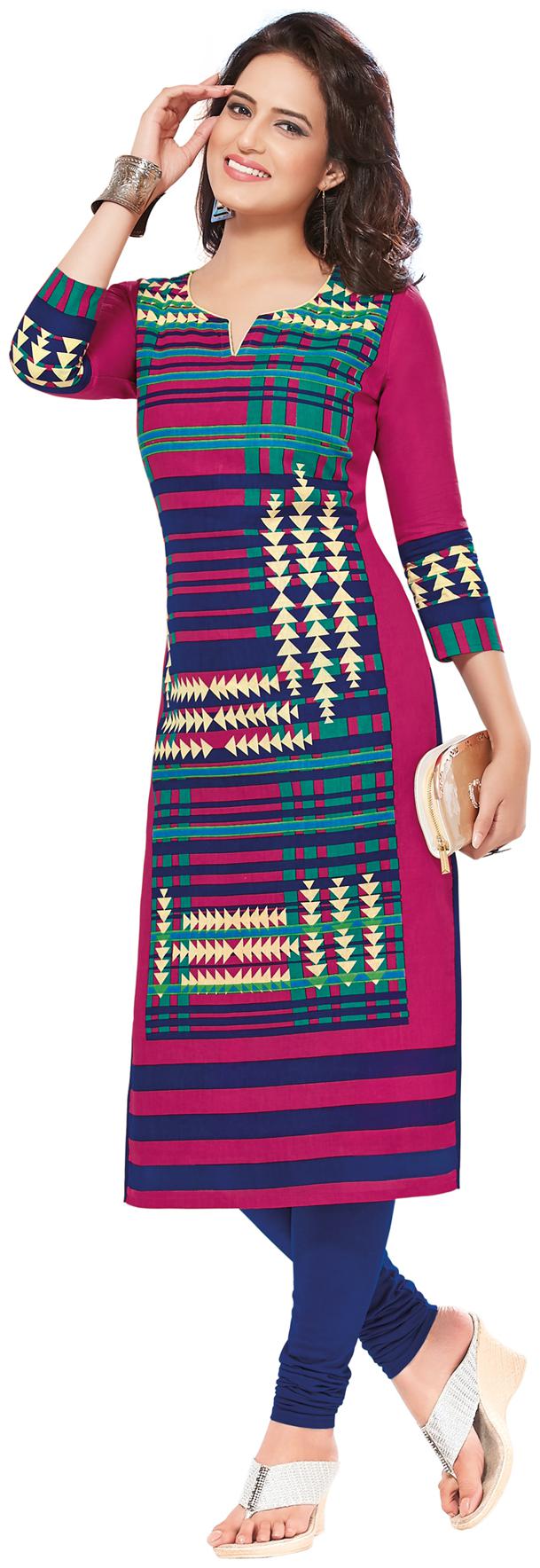 

Salwar Studio Women Pink Printed Straight Kurti