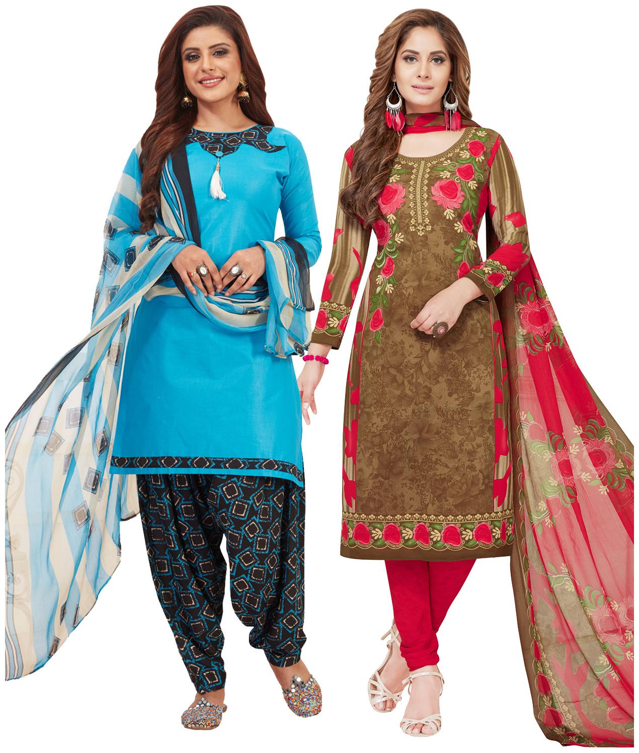 

Salwar Studio Women Crepe Printed Kurta Bottom Dupatta Multi