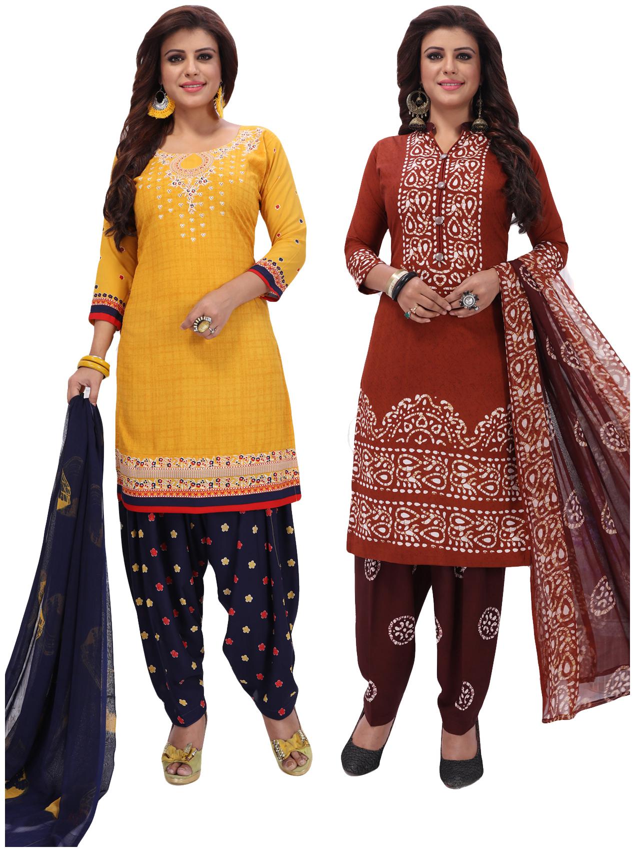 

Salwar Studio Women Pack of 2 Synthetic Printed Unstitched Dress Material Combo-MONSOON-2585-2566