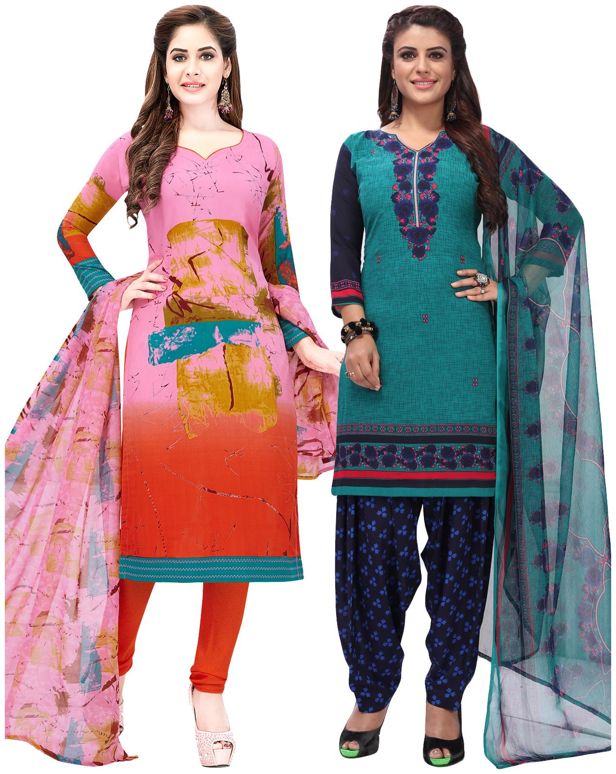 

Salwar Studio Women Pack of 2 Synthetic Printed Unstitched Dress Material Combo-MONSOON-2553-2583