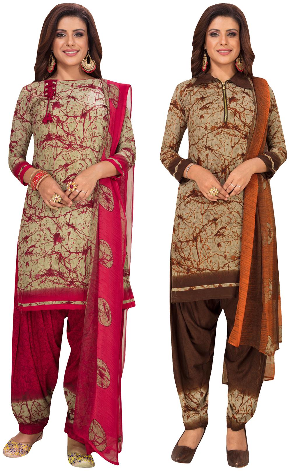 

Salwar Studio Beige Unstitched Kurta with bottom dupatta With dupatta Dress Material