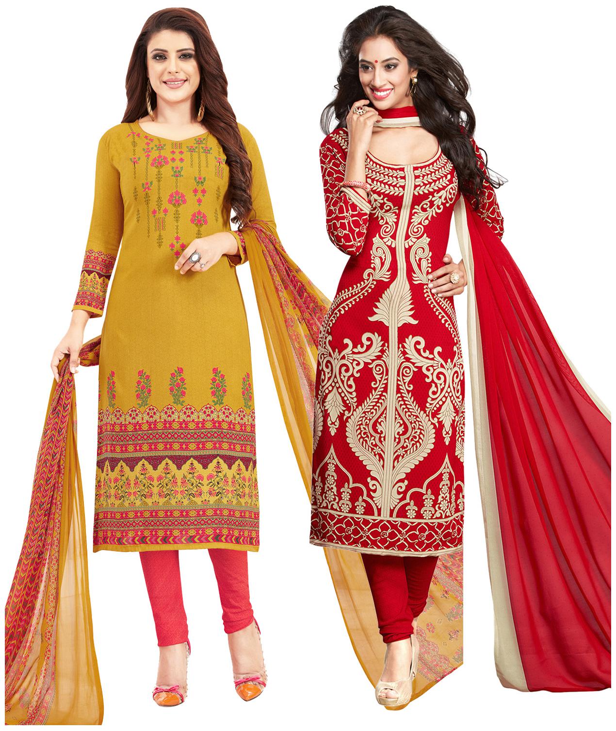 

Salwar Studio Women Crepe Printed Kurta Bottom Dupatta Multi