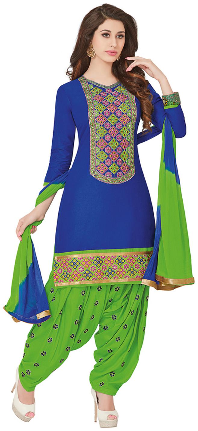 

Salwar Studio Blue Cotton Dress Material