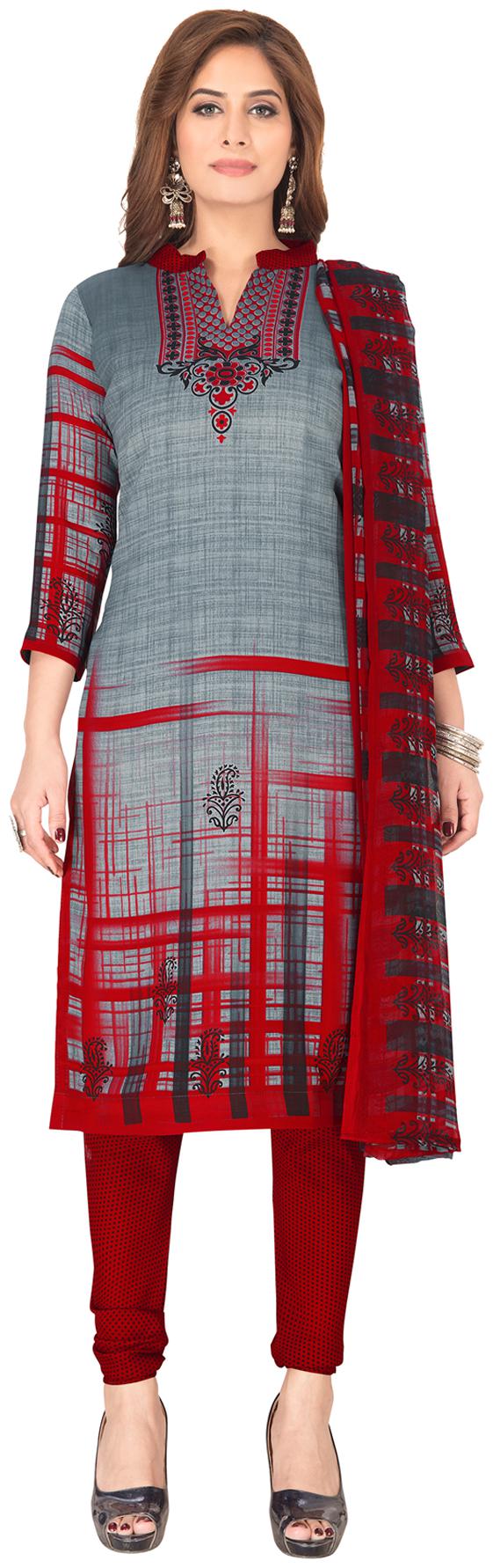 

Salwar Studio Grey Unstitched Kurta with bottom dupatta With dupatta Dress Material