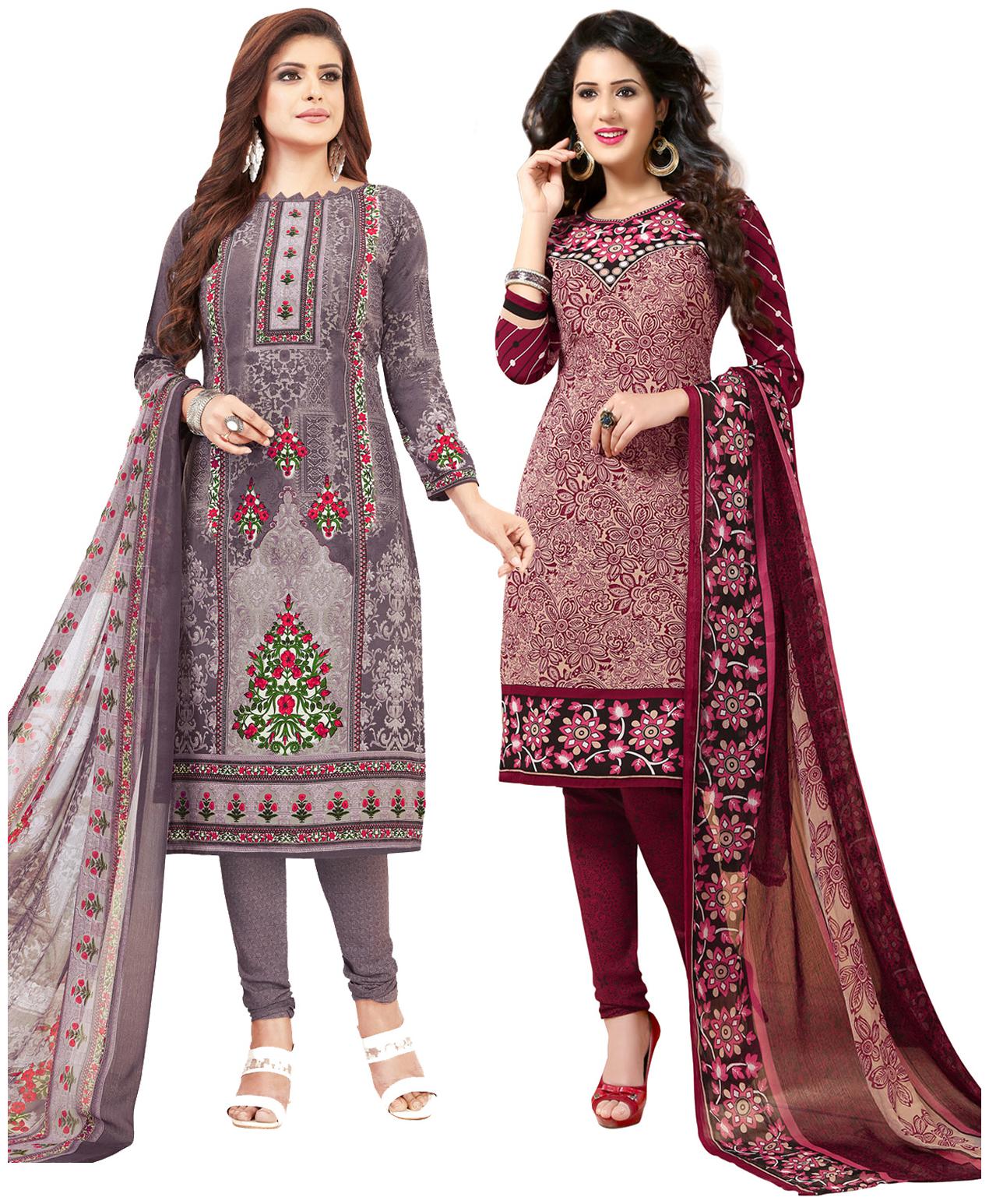 

Salwar Studio Women Crepe Printed Kurta Bottom Dupatta Multi