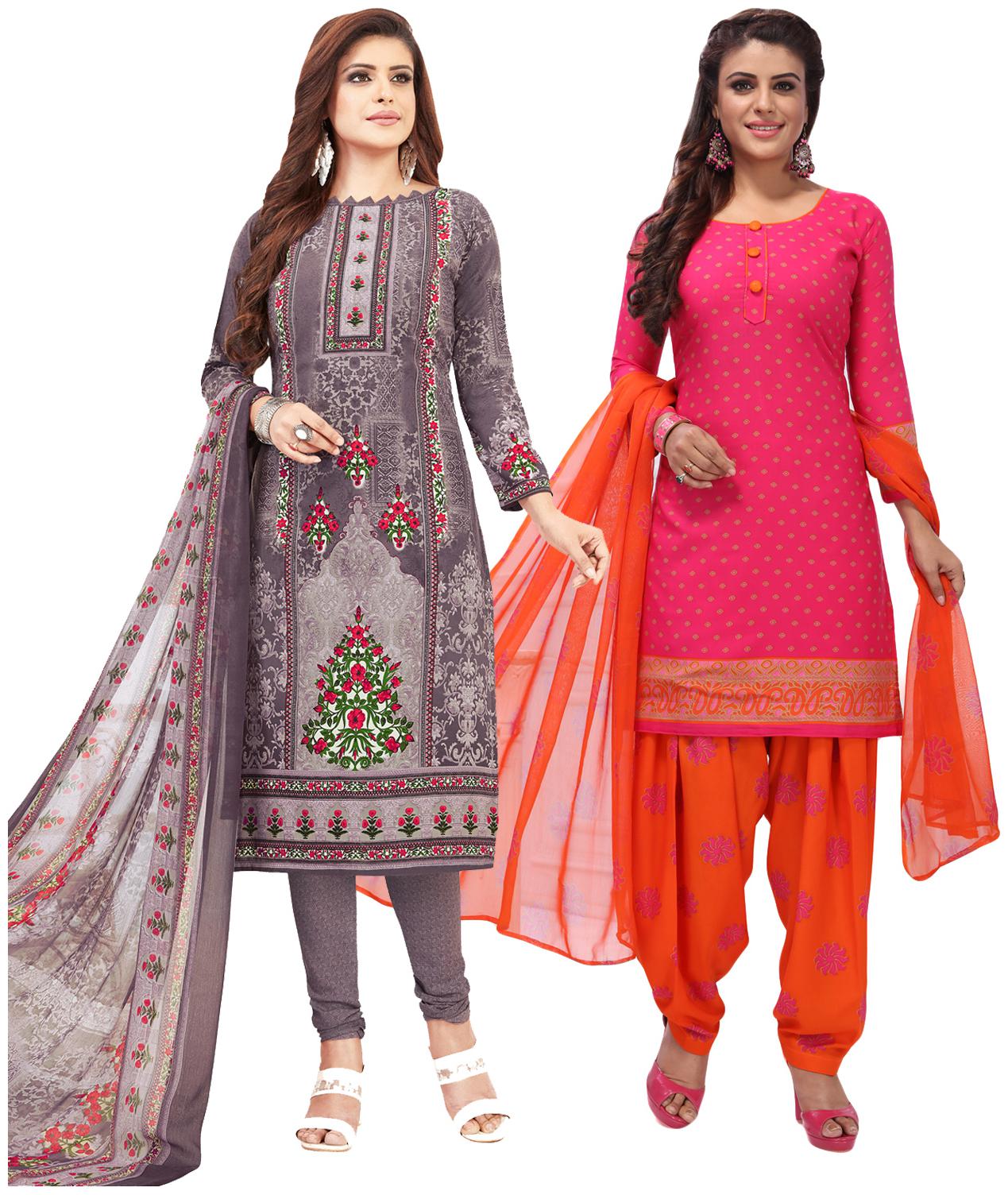 

Salwar Studio Women Crepe Printed Kurta Bottom Dupatta Multi