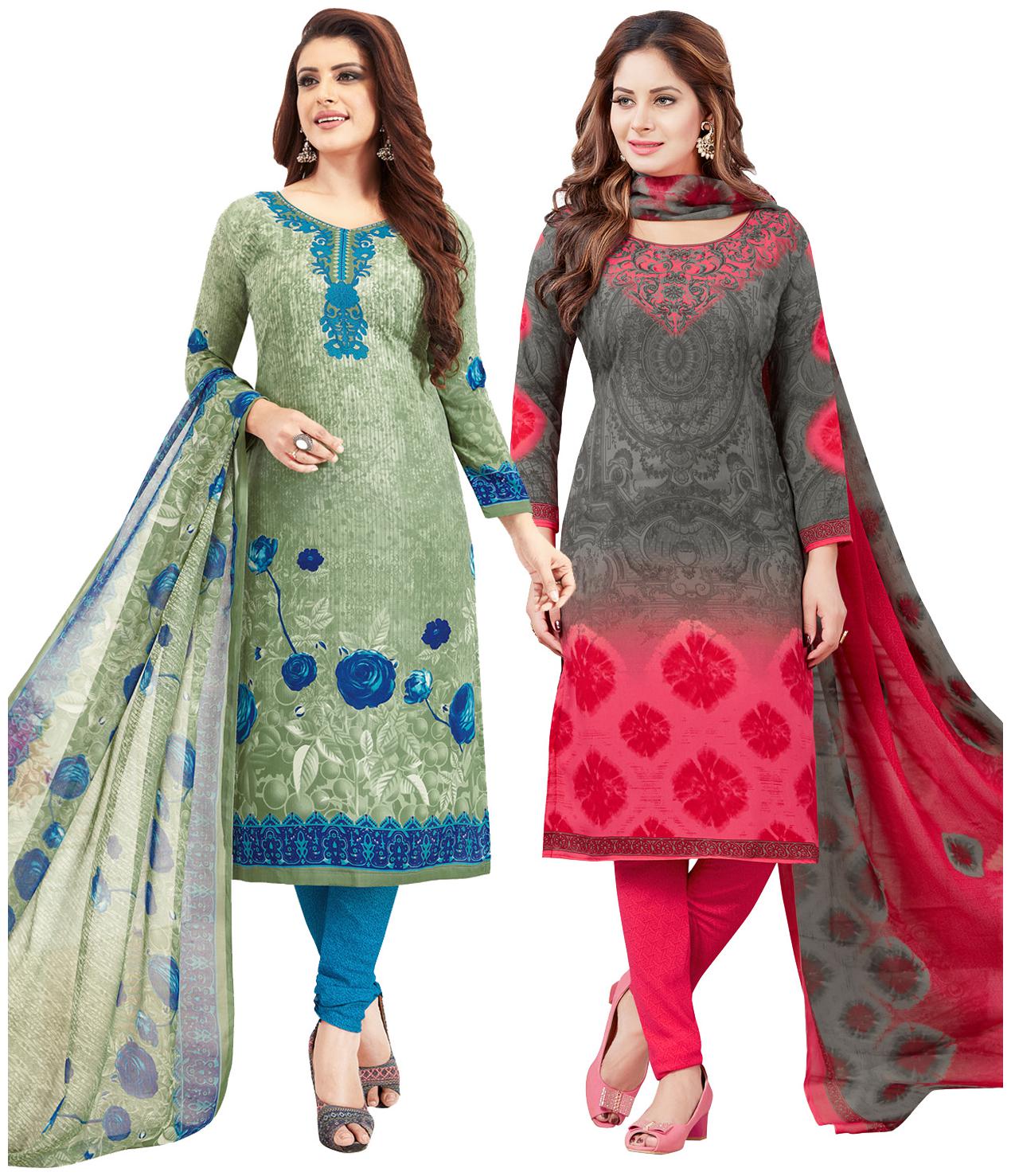 

Salwar Studio Women Crepe Printed Kurta Bottom Dupatta Multi