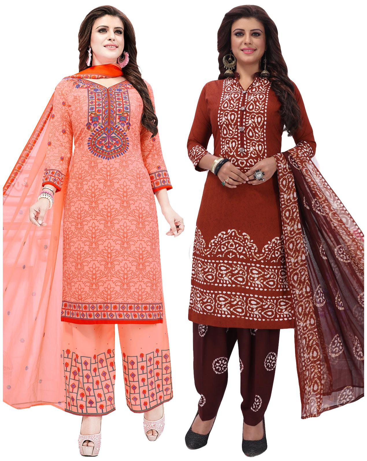 

Salwar Studio Women Pack of 2 Synthetic Printed Unstitched Dress Material Combo-MONSOON-2561-2566