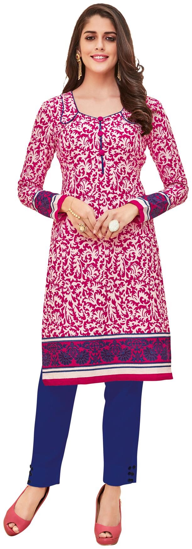 

Salwar Studio Pink Unstitched Kurta fabric With dupatta Dress Material